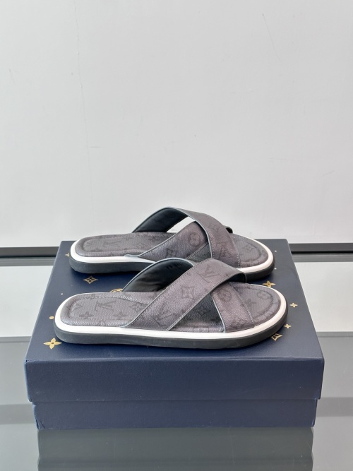 Louis Vuitton Men's Summer Leather Sandals with Classic Monogram Design 1 Louis Vuitton Men's Summer Leather Sandals with Classic Monogram Design