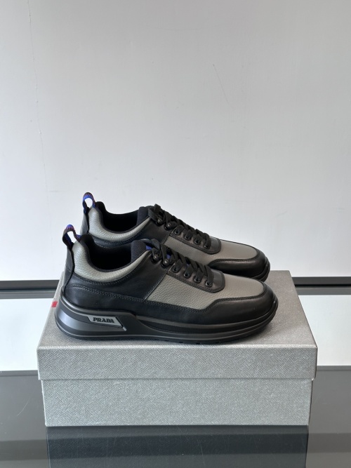 Prada Men's Leather Sneakers - Stylish, Versatile, and Comfortable Shoes
