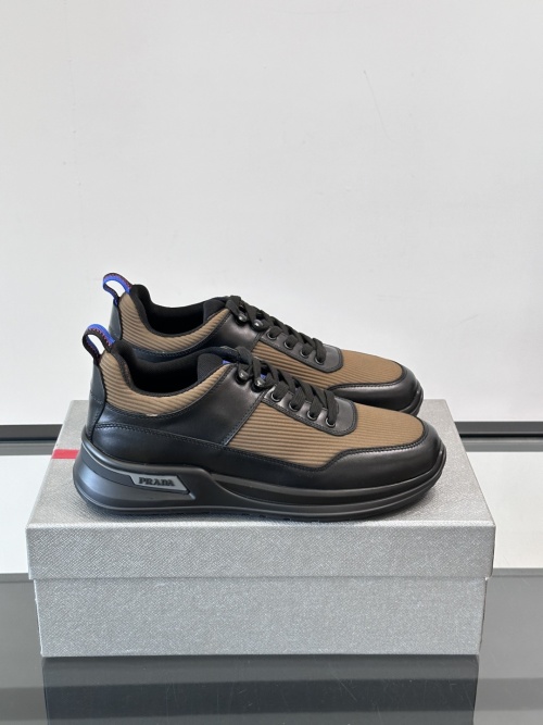 Prada Men's Leather and Mesh Lace-Up Sneakers - Stylish & Comfortable 1 Prada Men's Leather and Mesh Lace-Up Sneakers - Stylish & Comfortable