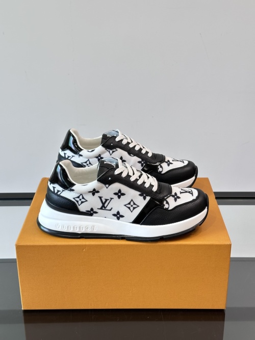 Louis Vuitton Men's Leather Sneakers with Classic Monogram Accents