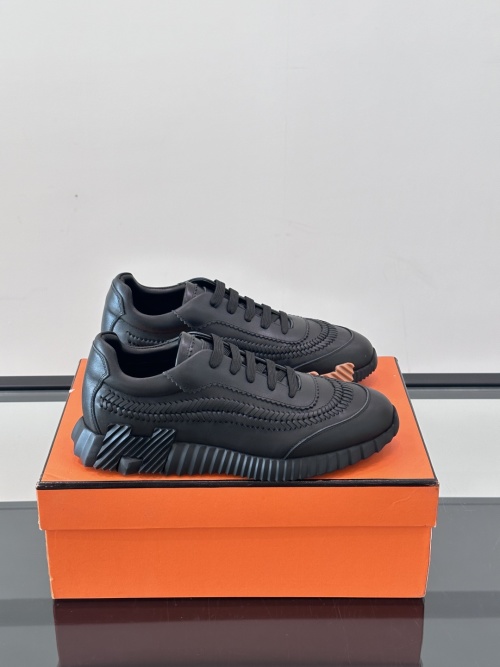 Hermès Men's Classic Casual Sneakers in Black Leather with 'H' Detail 1 Hermès Men's Classic Casual Sneakers in Black Leather with 'H' Detail