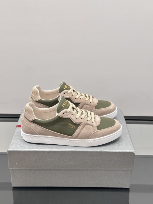 Prada Men's Leather Sneakers, Casual Lace-Up Shoes, Comfortable Rubber Sole 1 Prada Men's Leather Sneakers, Casual Lace-Up Shoes, Comfortable Rubber Sole