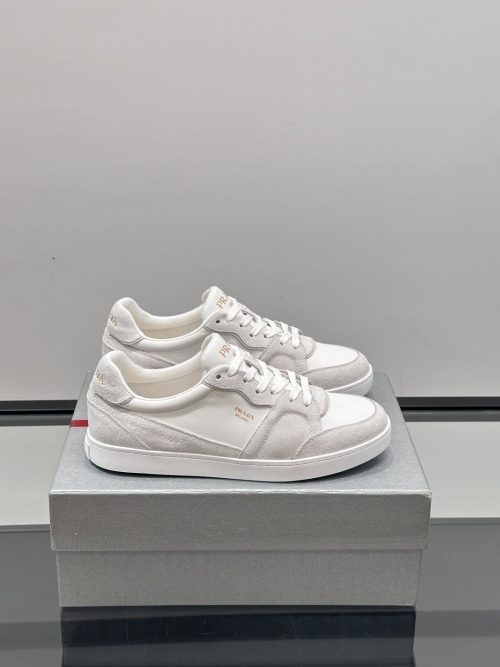Prada Men's White Leather & Suede Low-Top Sneakers, Sizes 38-44 (45 Custom) 1 Prada Men's White Leather & Suede Low-Top Sneakers, Sizes 38-44 (45 Custom)
