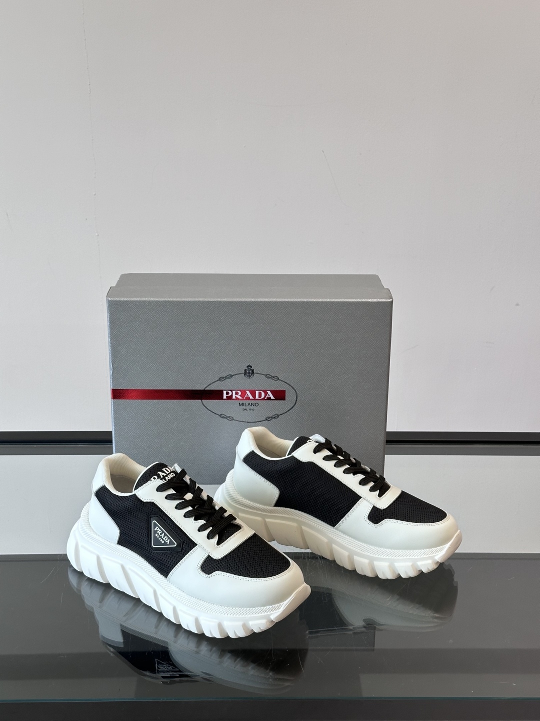Prada Men's Nappa Leather Sneakers with Embossed Logo, Lightweight Rubber Sole 6 cmp i1754989451565 3314 0 4