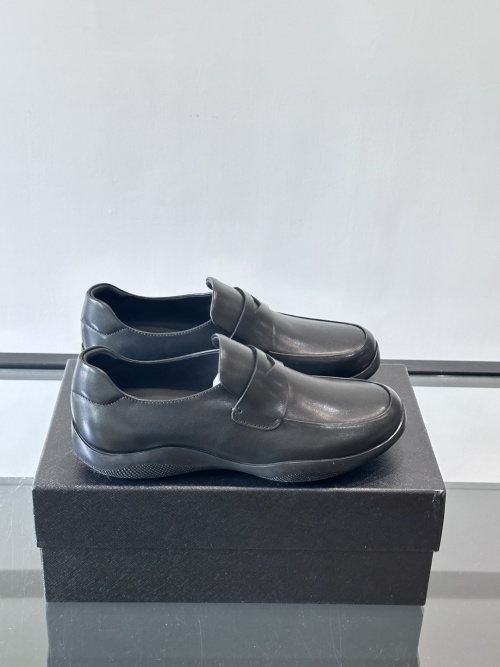 Prada Men's Leather Loafers Slip-On Lightweight Thick Sole Shoe 1 Prada Men's Leather Loafers Slip-On Lightweight Thick Sole Shoe