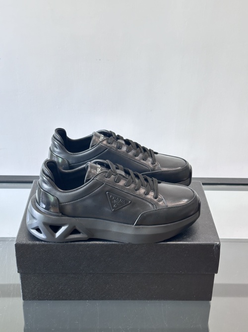 Prada Men's Leather Low-Top Sneakers Chunky Sole Lace-Up Casual Shoes 1 Prada Men's Leather Low-Top Sneakers Chunky Sole Lace-Up Casual Shoes