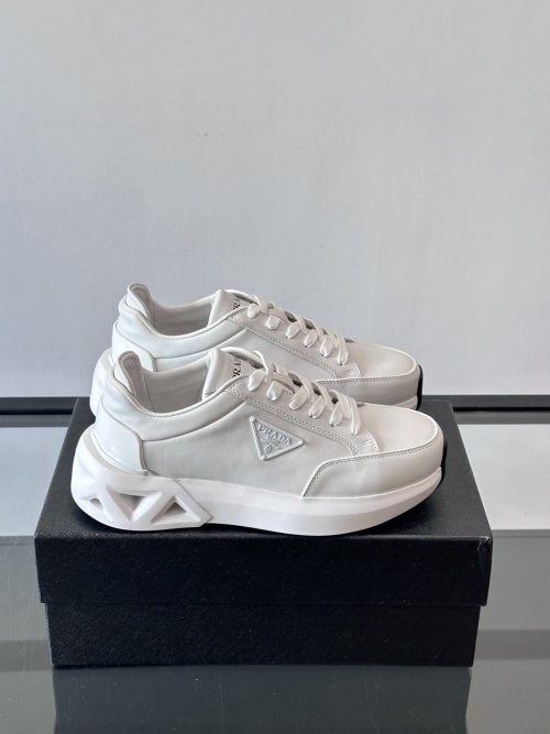 Prada Men's Leather Sneakers White Chunky Sole Lace-Up Casual Shoes 1 Prada Men's Leather Sneakers White Chunky Sole Lace-Up Casual Shoes