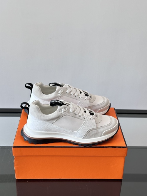Hermès Men's White Leather and Suede Accents Sneakers 1 Hermès Men's White Leather and Suede Accents Sneakers