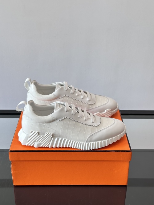 Hermes Bouncing Sneakers White Rubber Sole Goatskin Leather Fashion Shoes 1 Hermes Bouncing Sneakers White Rubber Sole Goatskin Leather Fashion Shoes