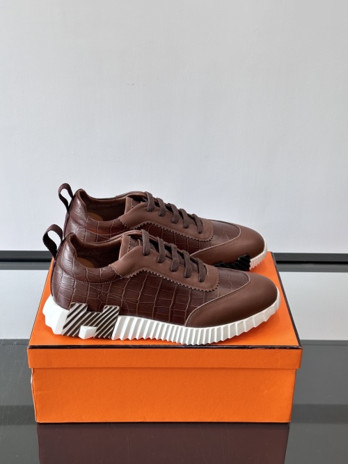 Hermes Bouncing Sneakers Brown Leather Low Top Casual Shoes 1 Hermes Bouncing Sneakers Brown Leather Low Top Casual Shoes