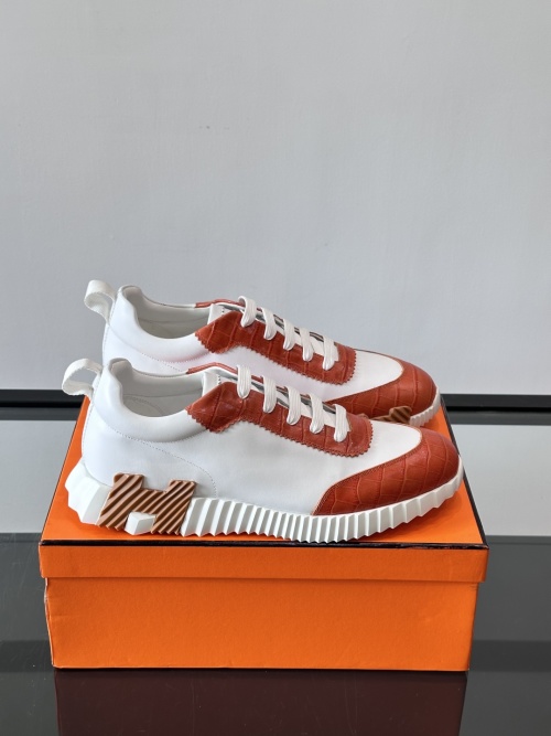 HERMES Bouncing Sneakers White Rubber Sole Goat Skin Versatile Style 1 HERMES Bouncing Sneakers White Rubber Sole Goat Skin Versatile Style