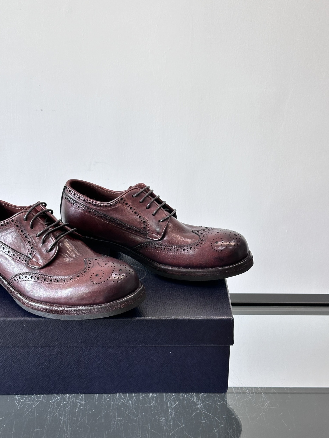 Prad* 男士水洗马皮🐎手工乐福鞋👞，猛货！水洗真皮夹层中底搭配橡胶外底皮鞋，款式新颖时尚，繁复鞋面里