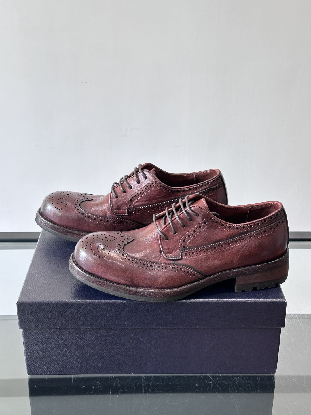 Prad* 男士水洗马皮🐎手工乐福鞋👞，猛货！水洗真皮夹层中底搭配橡胶外底皮鞋，款式新颖时尚，繁复鞋面里