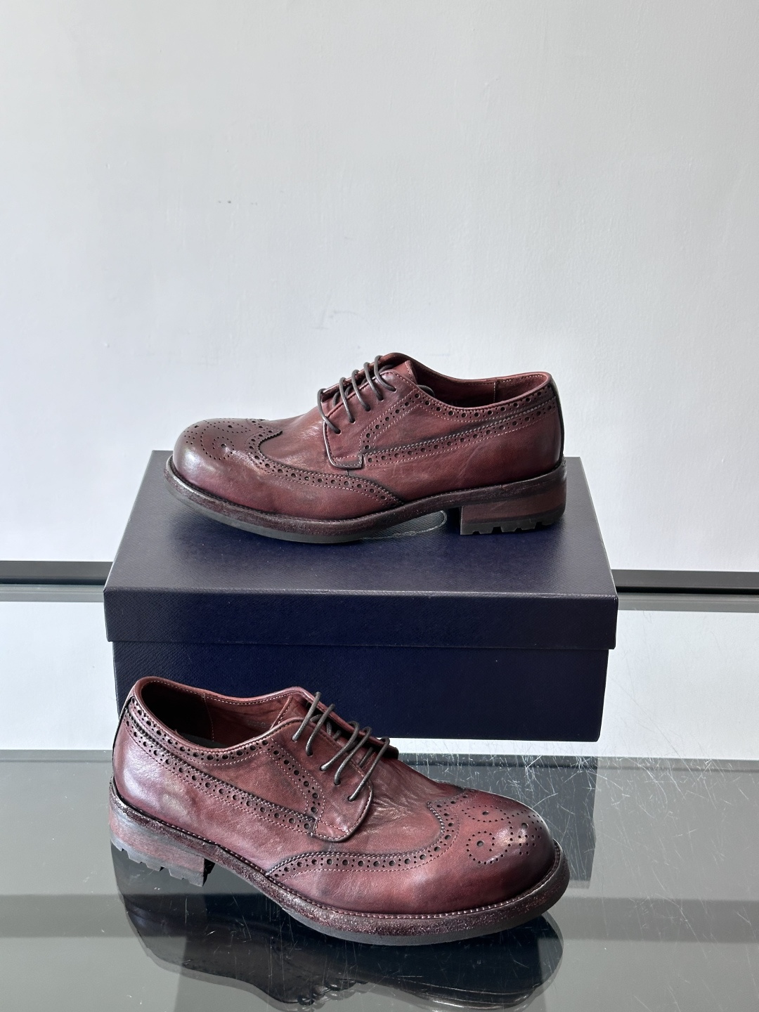 Prad* 男士水洗马皮🐎手工乐福鞋👞，猛货！水洗真皮夹层中底搭配橡胶外底皮鞋，款式新颖时尚，繁复鞋面里