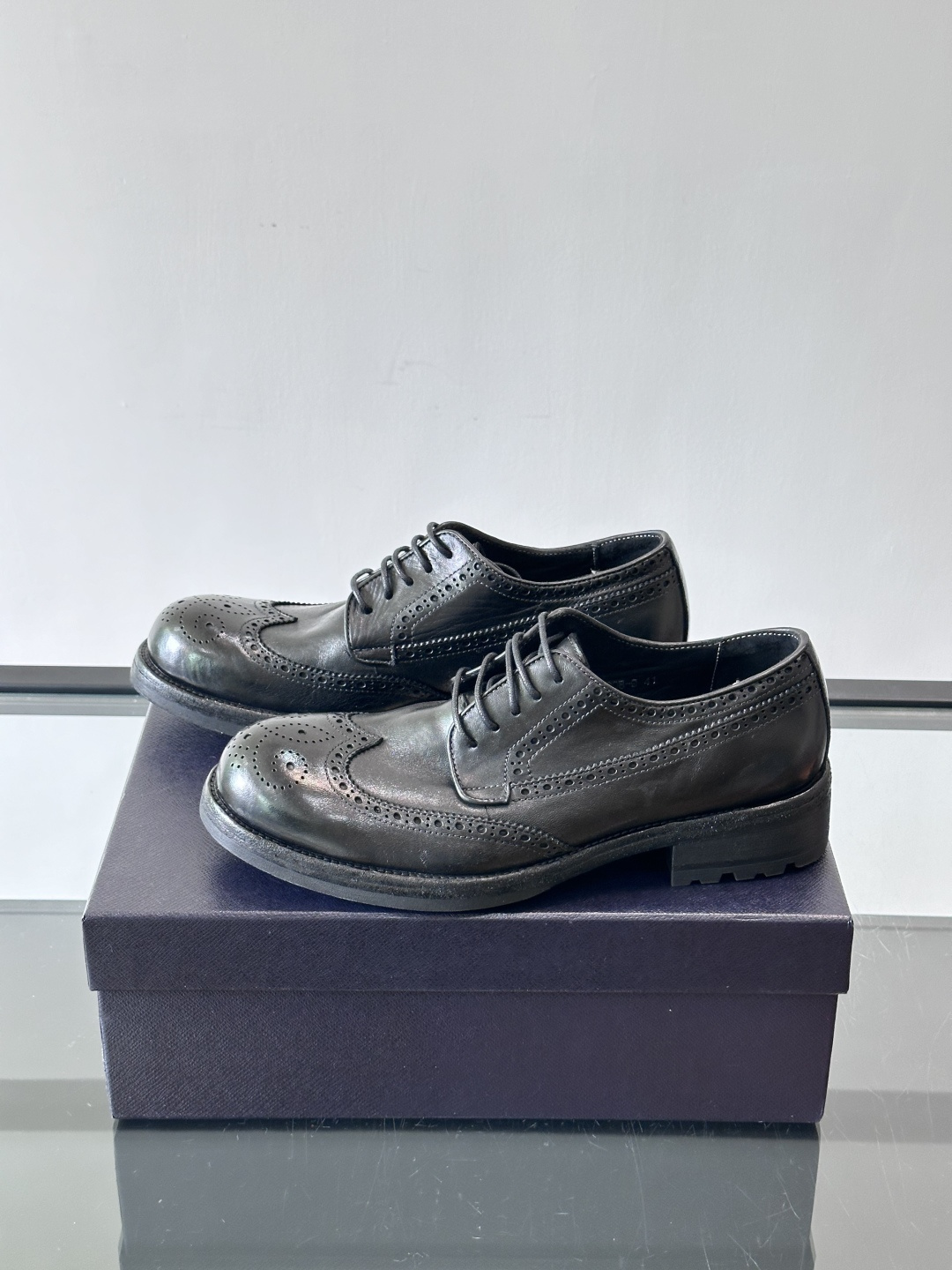 Prad* 男士水洗马皮🐎手工乐福鞋👞，猛货！水洗真皮夹层中底搭配橡胶外底皮鞋，款式新颖时尚，繁复鞋面里