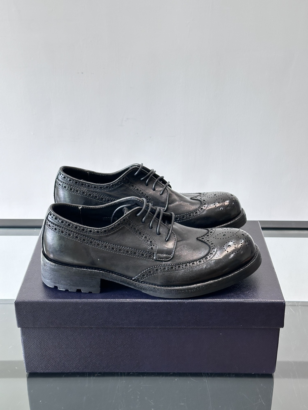 Prad* 男士水洗马皮🐎手工乐福鞋👞，猛货！水洗真皮夹层中底搭配橡胶外底皮鞋，款式新颖时尚，繁复鞋面里