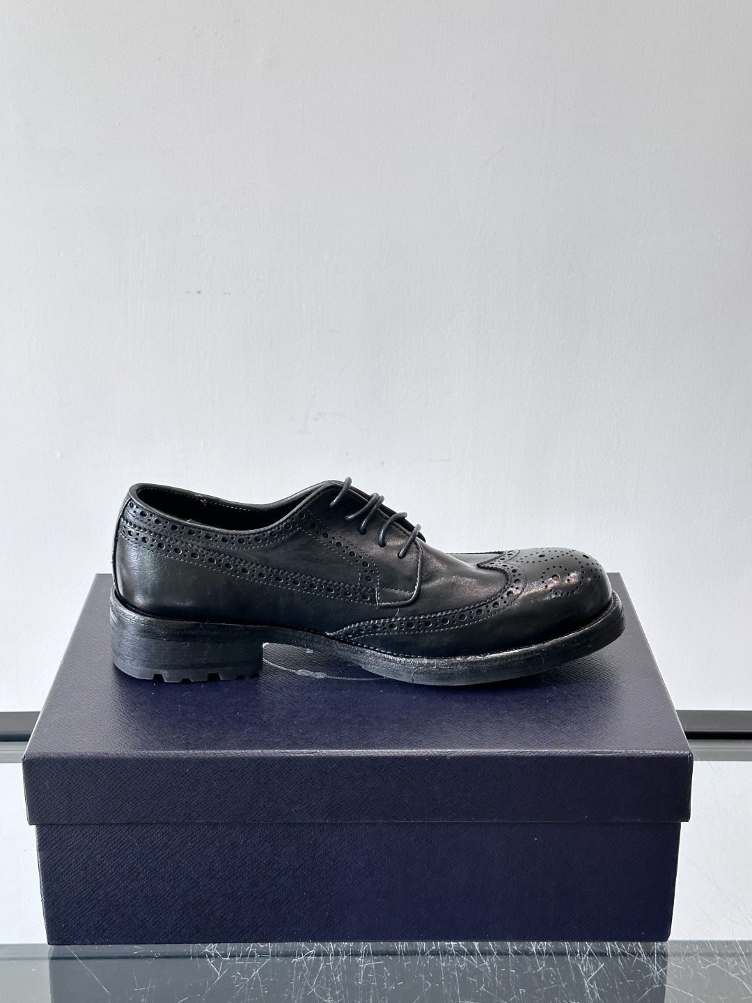 Prad* 男士水洗马皮🐎手工乐福鞋👞，猛货！水洗真皮夹层中底搭配橡胶外底皮鞋，款式新颖时尚，繁复鞋面里