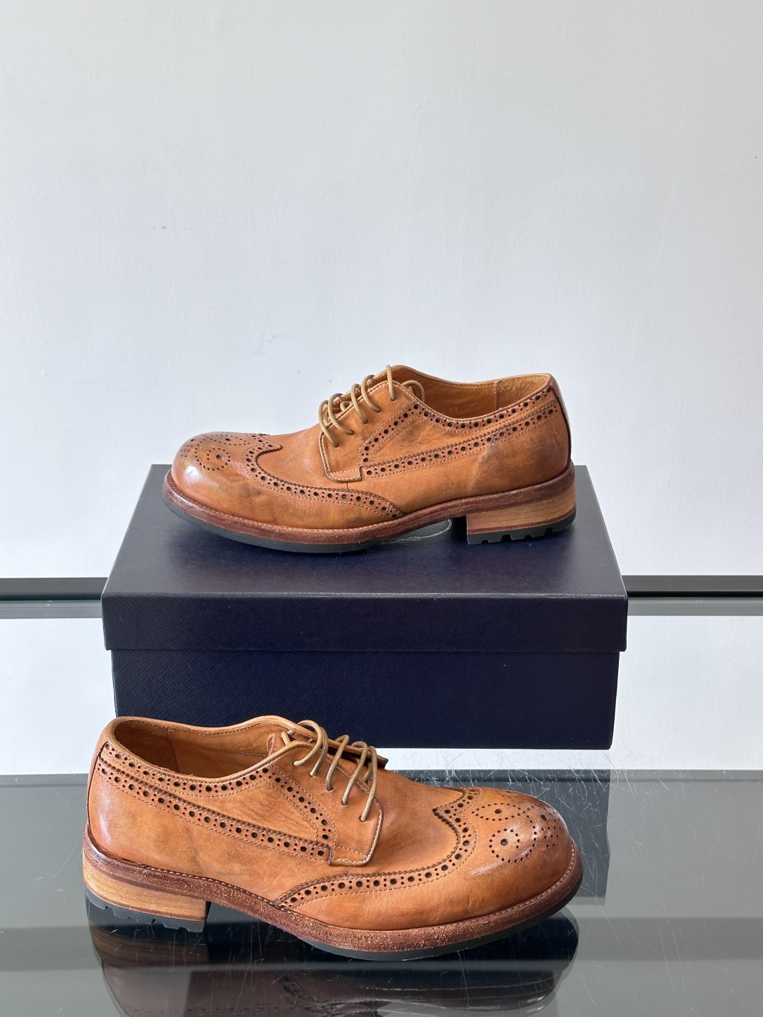 Prad* 男士水洗马皮🐎手工乐福鞋👞，猛货！水洗真皮夹层中底搭配橡胶外底皮鞋，款式新颖时尚，繁复鞋面里