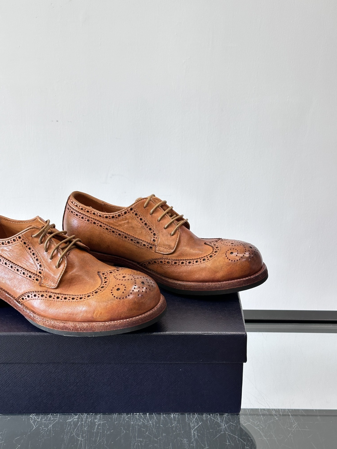 Prad* 男士水洗马皮🐎手工乐福鞋👞，猛货！水洗真皮夹层中底搭配橡胶外底皮鞋，款式新颖时尚，繁复鞋面里