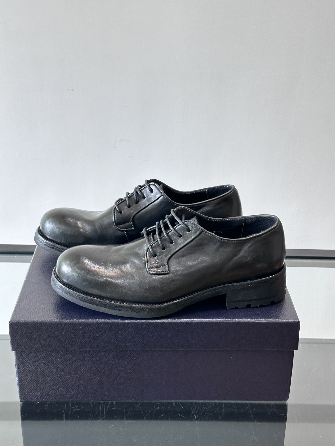 Prad* 男士水洗马皮🐎手工乐福鞋👞，猛货！水洗真皮夹层中底搭配橡胶外底皮鞋，款式新颖时尚，繁复鞋面里