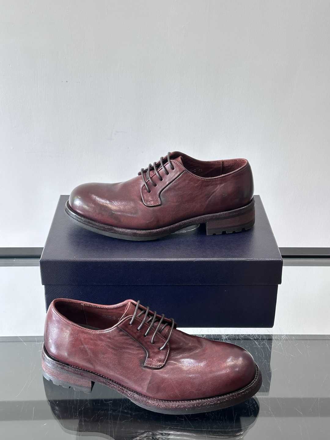 Prad* 男士水洗马皮🐎手工乐福鞋👞，猛货！水洗真皮夹层中底搭配橡胶外底皮鞋，款式新颖时尚，繁复鞋面里