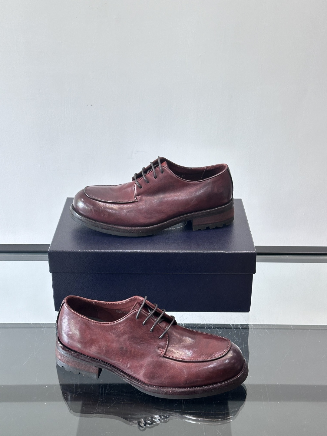 Prad* 男士水洗马皮🐎手工乐福鞋👞，猛货！水洗真皮夹层中底搭配橡胶外底皮鞋，款式新颖时尚，繁复鞋面里