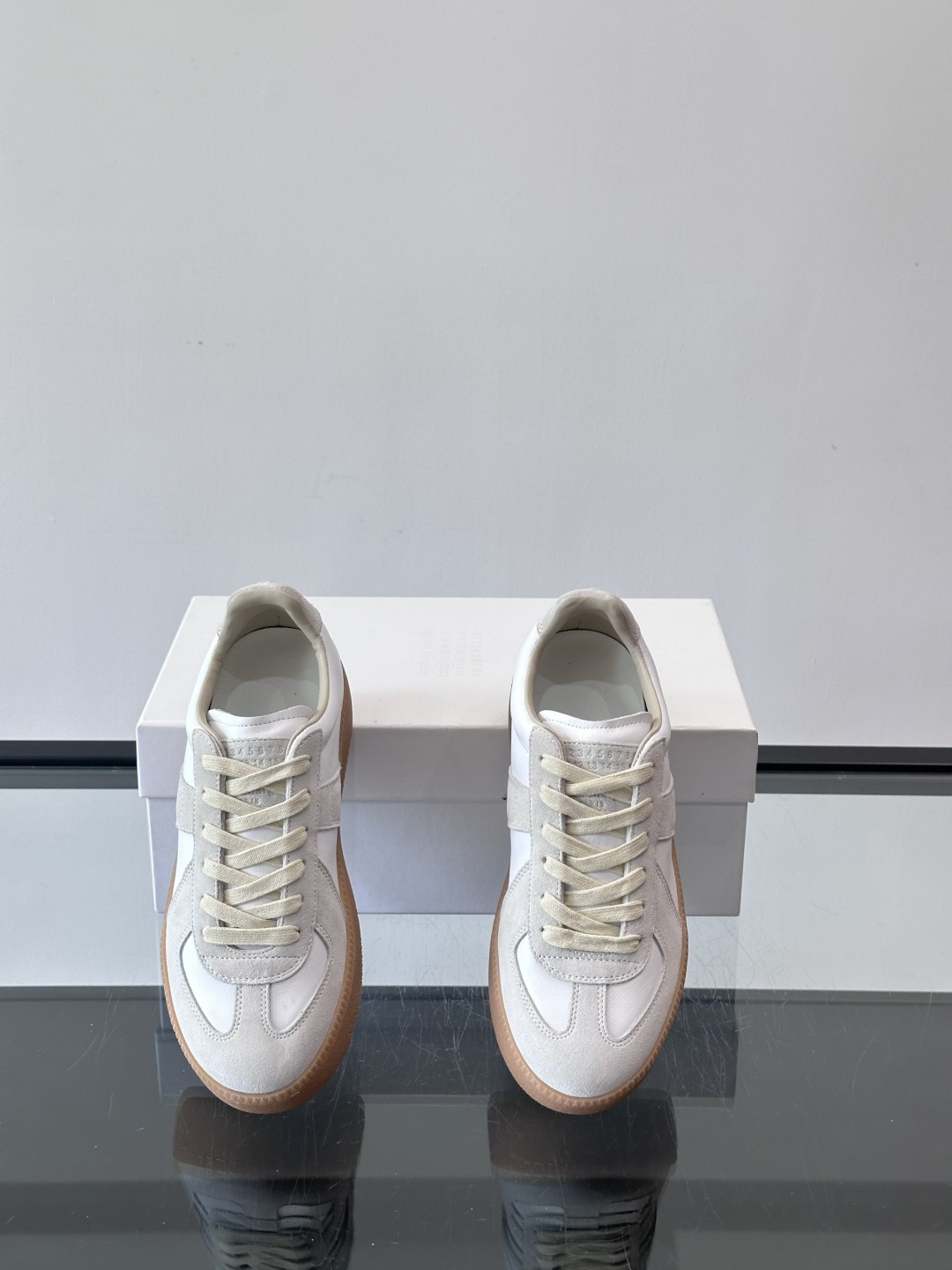 Maison Margiela MM6厚底德训鞋，经典T形真皮拼接，头层牛皮+高丝光牛皮，柔软细腻又透气