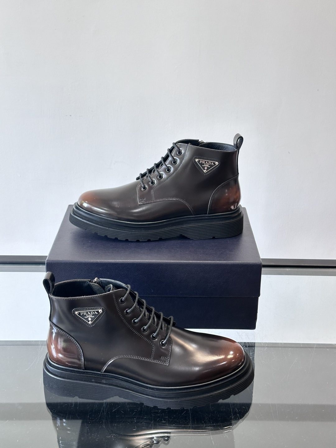 Prada Men's Leather Ankle Boots - Lace-up & Zipper Closure, Black, Size 39-44 5 cmp i1763300597415 8145 0 3