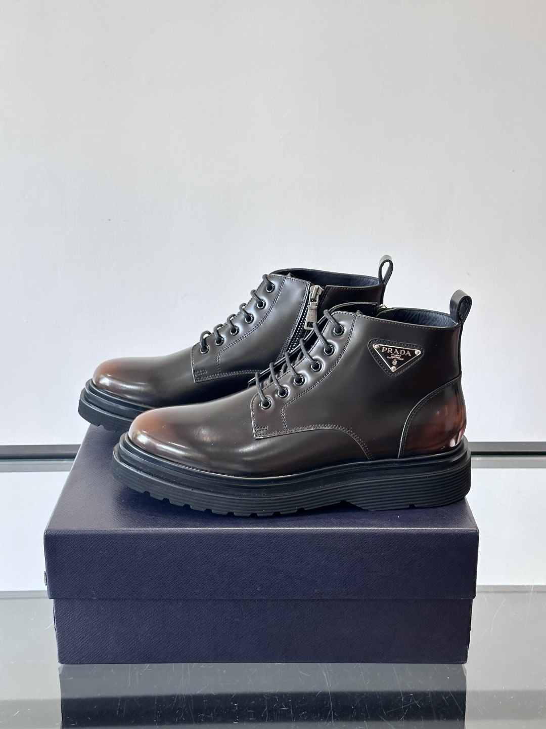 Prada Men's Leather Ankle Boots - Lace-up & Zipper Closure, Black, Size 39-44 4 cmp i1763300605495 8219 0 2