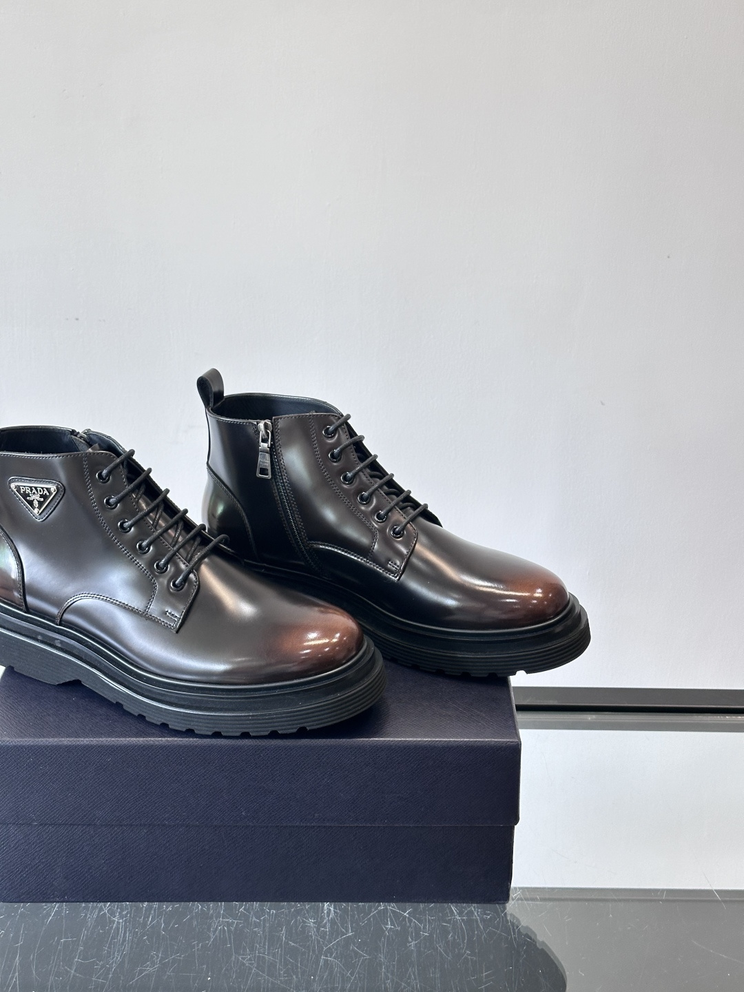 Prada Men's Leather Ankle Boots - Lace-up & Zipper Closure, Black, Size 39-44 9 cmp i1763300605503 6135 0 7