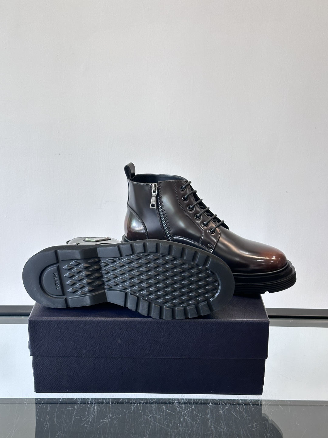 Prada Men's Leather Ankle Boots - Lace-up & Zipper Closure, Black, Size 39-44 10 cmp i1763300640669 7815 0 8