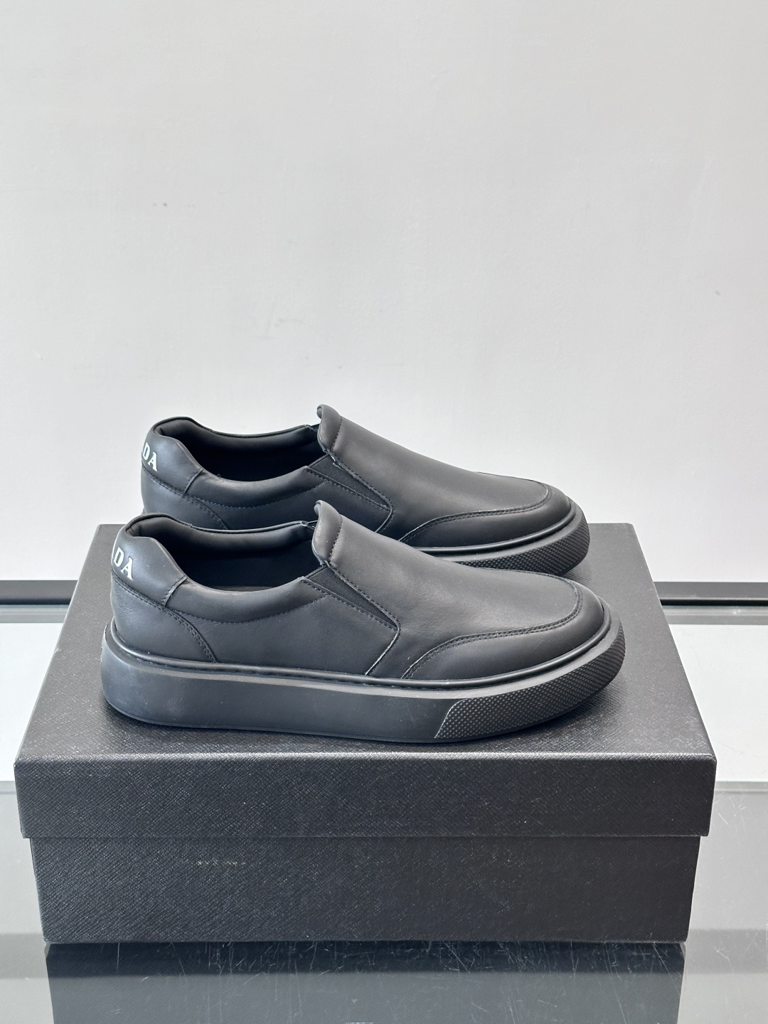 Prada Men’s Leather Slip-On Loafers Sneakers – Modern & Comfortable