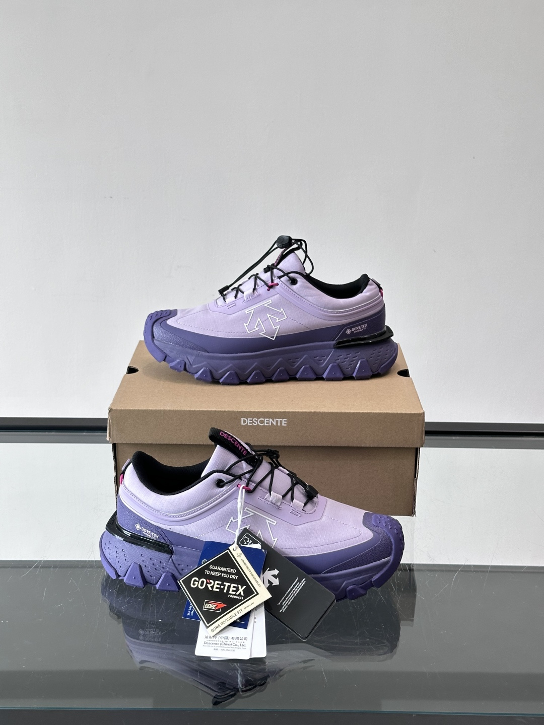 迪桑特SKI STYLE系列防水鞋，采用GORE-TEX防水内里，雨雪天也能保持脚部干爽！鞋面聚酯膜压，