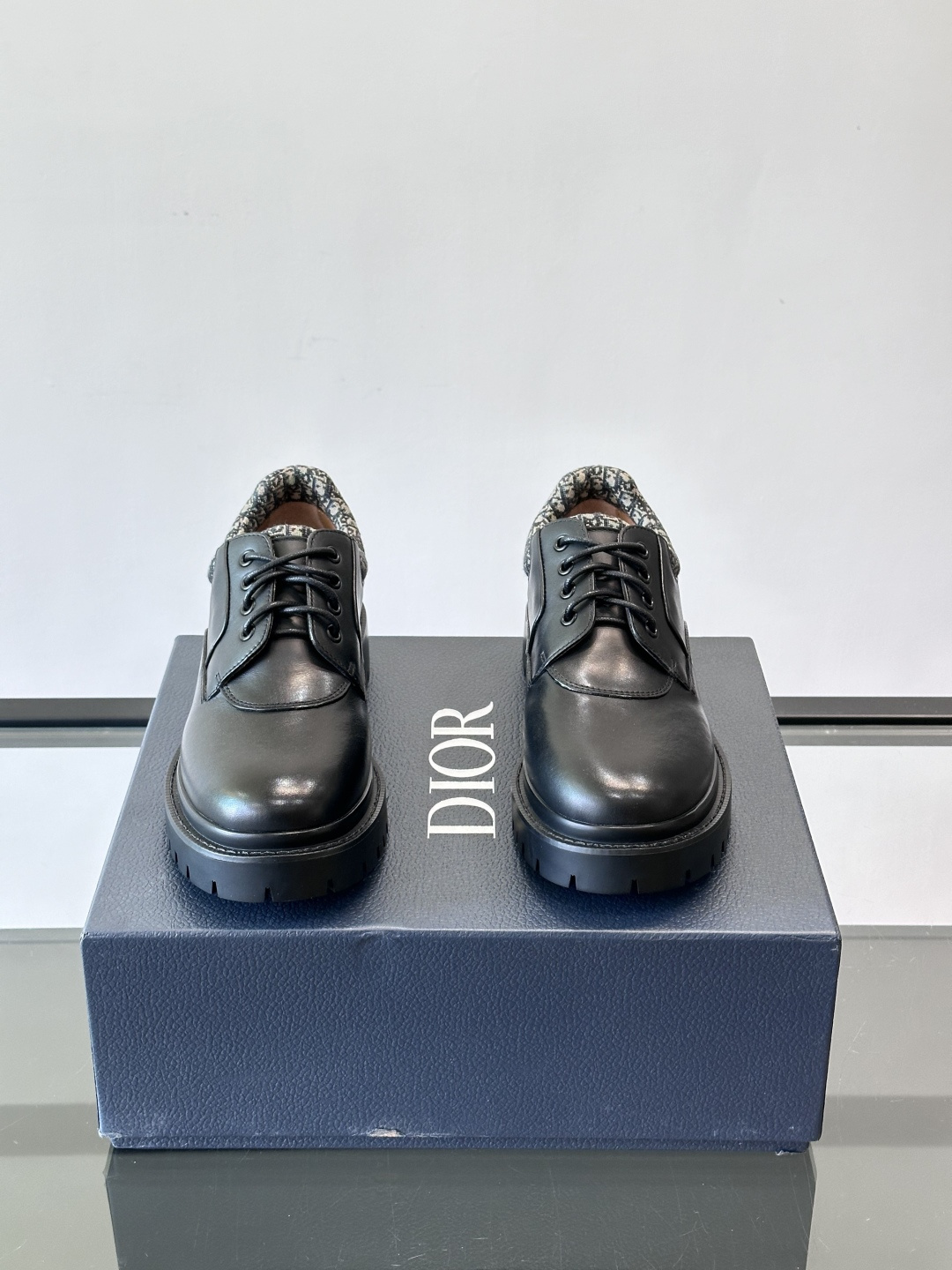 Dior 2026春季ExPlor德比鞋，黑色皮革+Oblique印花拼接，细节满分！厚底橡胶鞋底，防滑