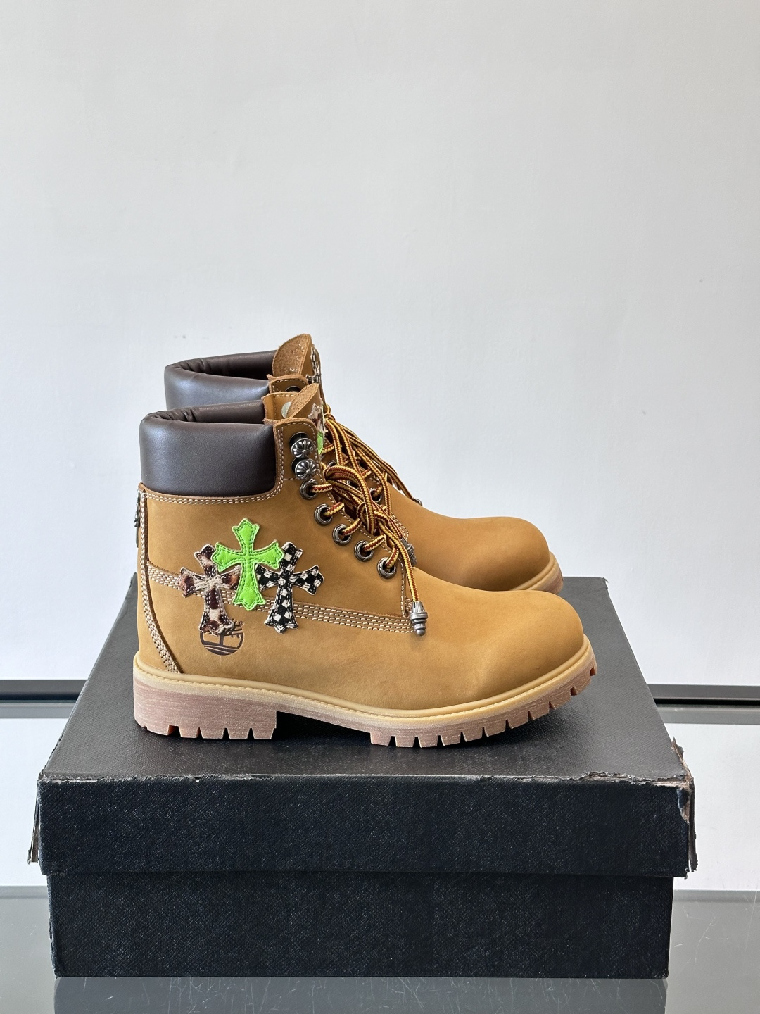 Chrome Hearts x Timberland联名大黄靴，经典10061款，双层牛皮革+黄色车线，
