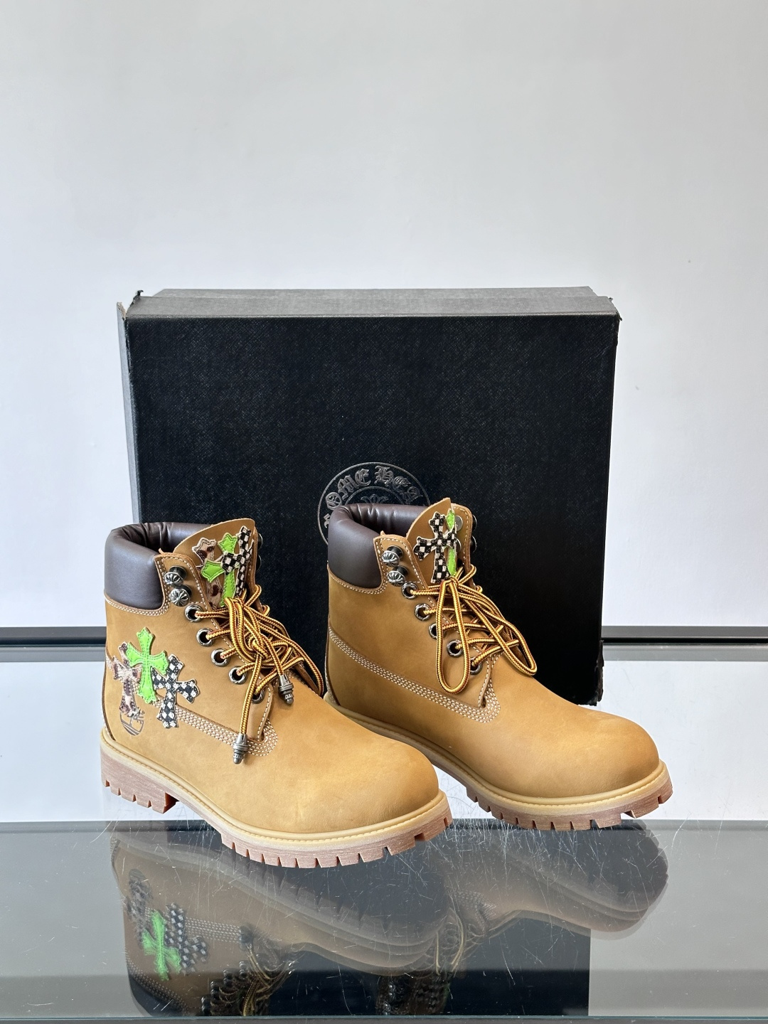 Chrome Hearts x Timberland联名大黄靴，经典10061款，双层牛皮革+黄色车线，