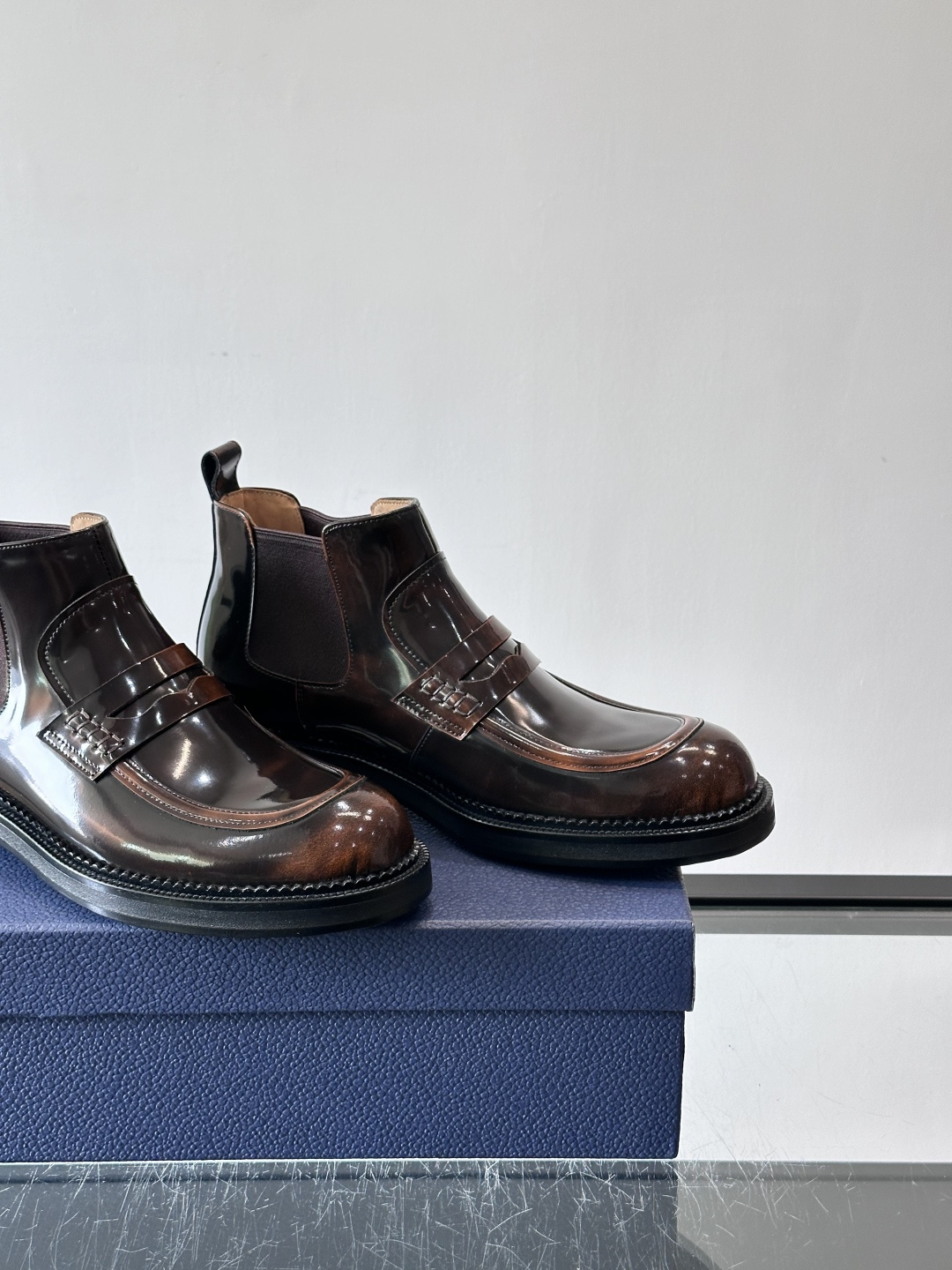 ◾️▫️Dio～r奢品男士高帮靴，纯手工制作，内外均为进口头层牛皮，高端精品精湛工艺，意大利进口双层真皮