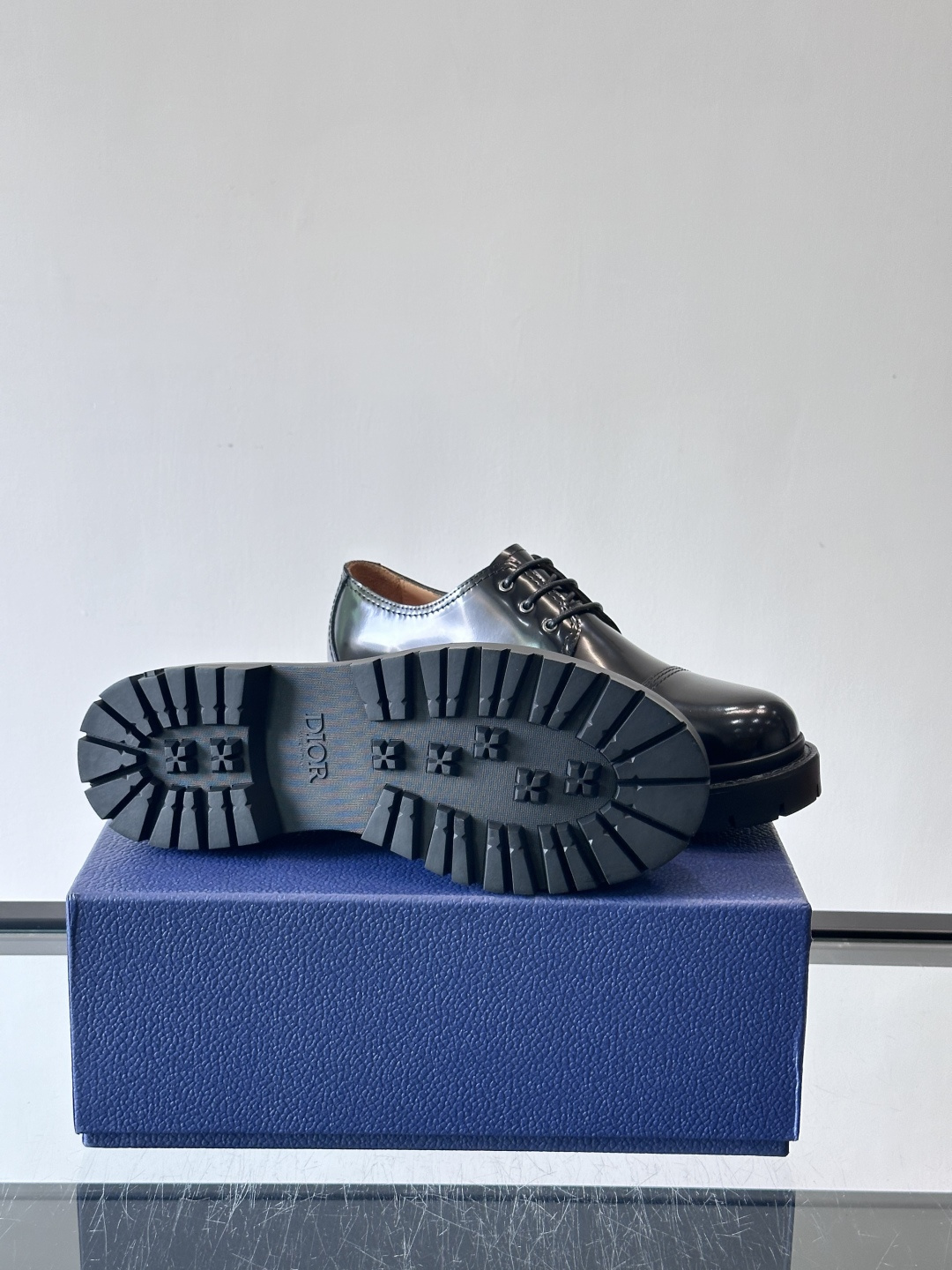 Dior 2026春季ExPlor德比鞋，黑色皮革+Oblique印花拼接，细节满分！厚底橡胶鞋底，防滑