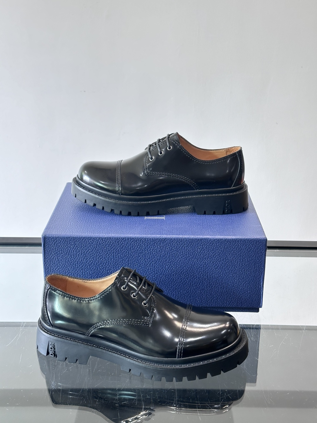 Dior 2026春季ExPlor德比鞋，黑色皮革+Oblique印花拼接，细节满分！厚底橡胶鞋底，防滑