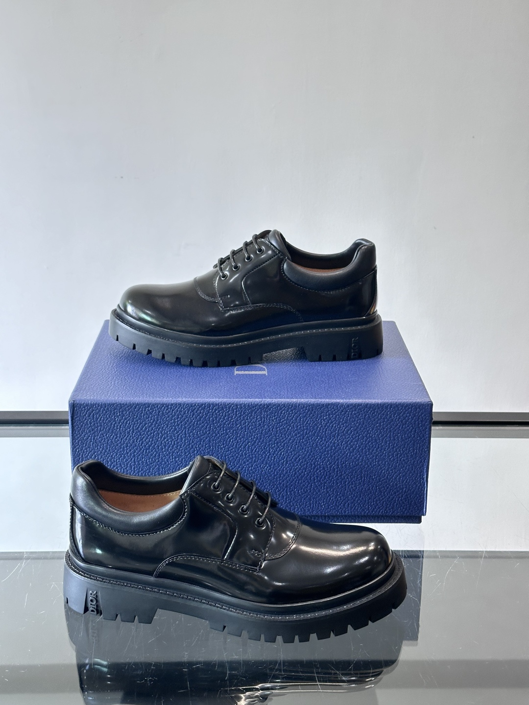 Dior 2026春季ExPlor德比鞋，黑色皮革+Oblique印花拼接，细节满分！厚底橡胶鞋底，防滑