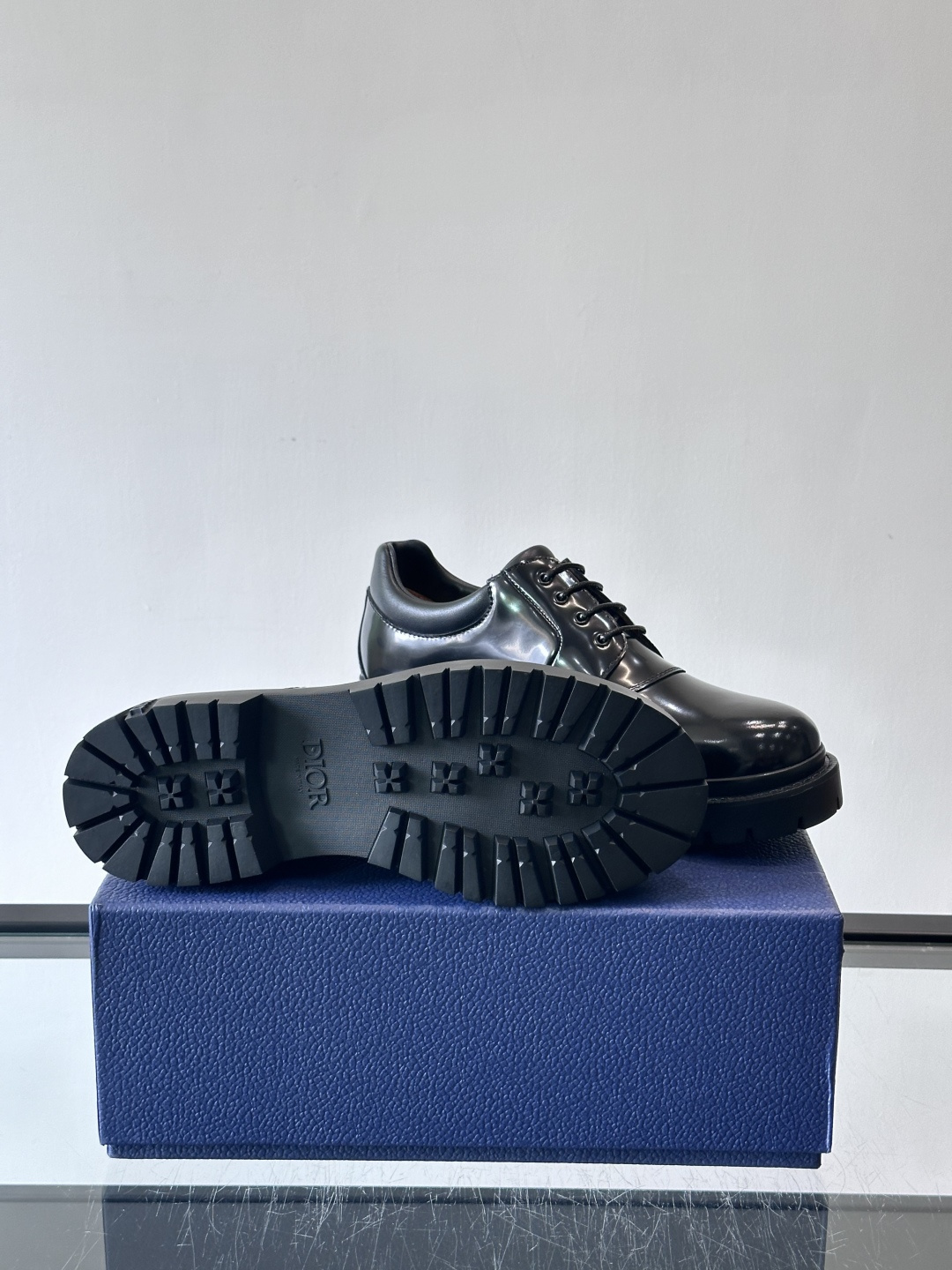 Dior 2026春季ExPlor德比鞋，黑色皮革+Oblique印花拼接，细节满分！厚底橡胶鞋底，防滑