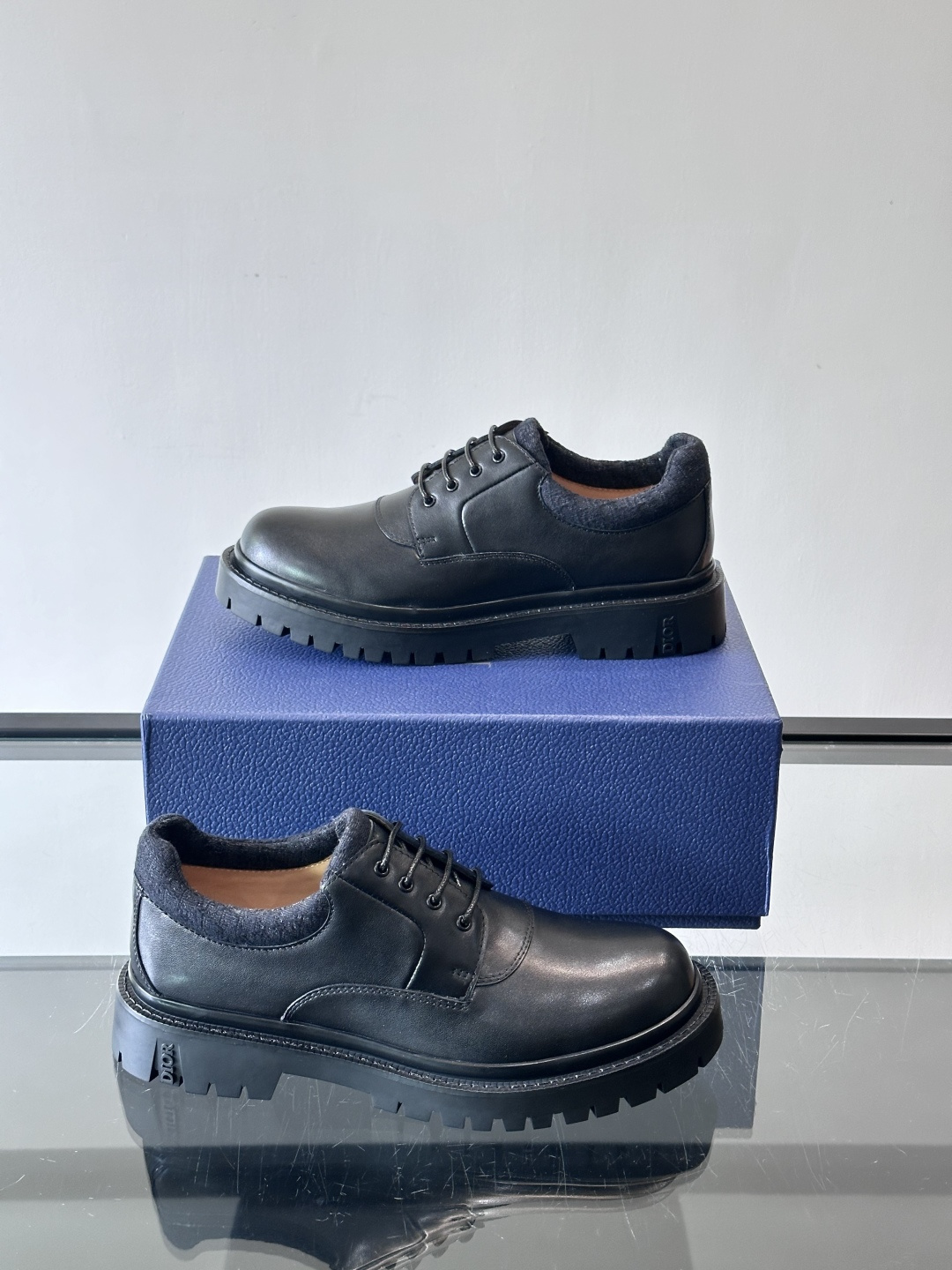 Dior 2026春季ExPlor德比鞋，黑色皮革+Oblique印花拼接，细节满分！厚底橡胶鞋底，防滑