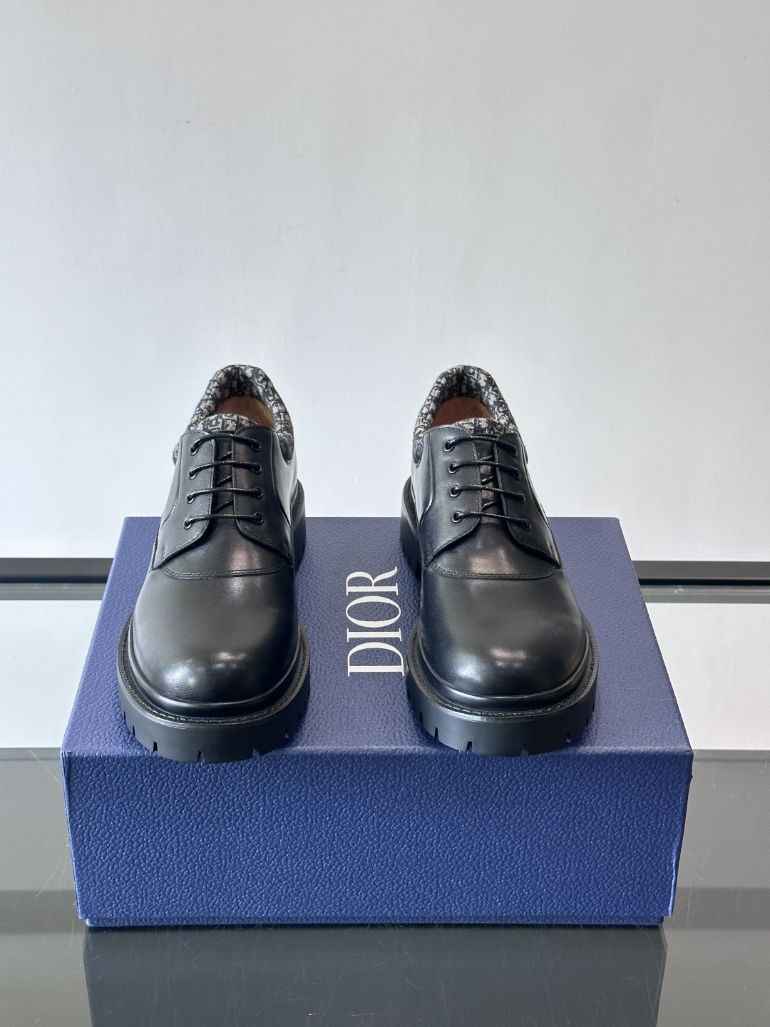 Dior 2026春季ExPlor德比鞋，黑色皮革+Oblique印花拼接，细节满分！厚底橡胶鞋底，防滑