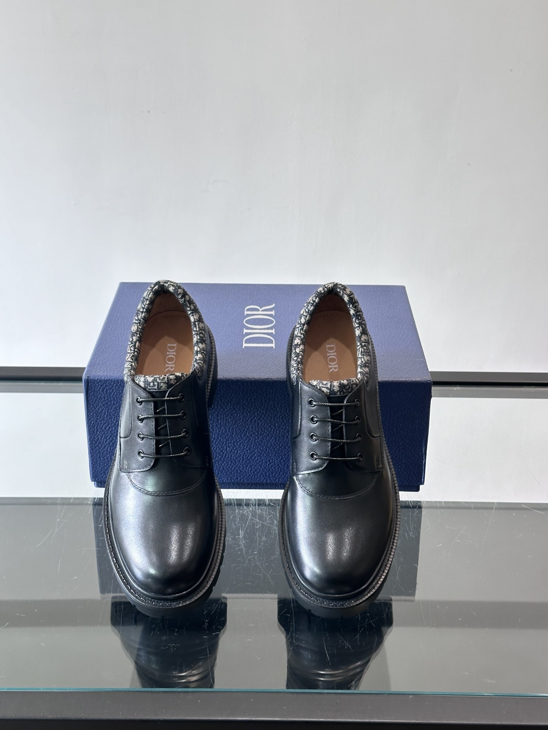 Dior 2026春季ExPlor德比鞋，黑色皮革+Oblique印花拼接，细节满分！厚底橡胶鞋底，防滑