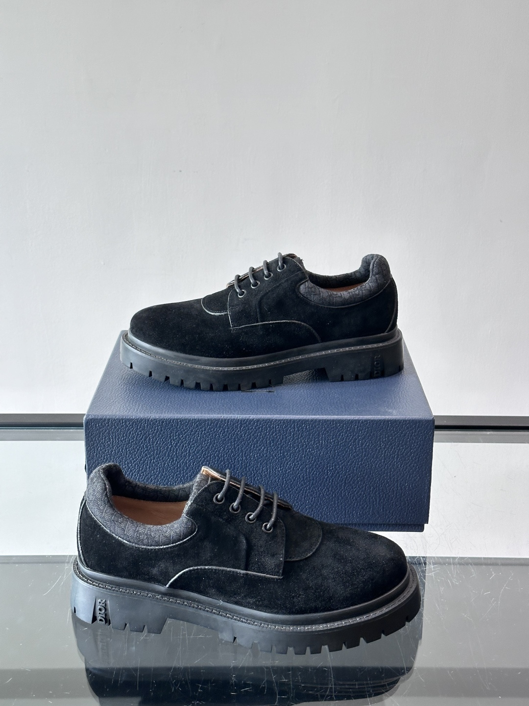 Dior 2026春季Explor德比鞋，黑色皮革+Oblique印花拼接，细节满分！厚底橡胶鞋底，防滑