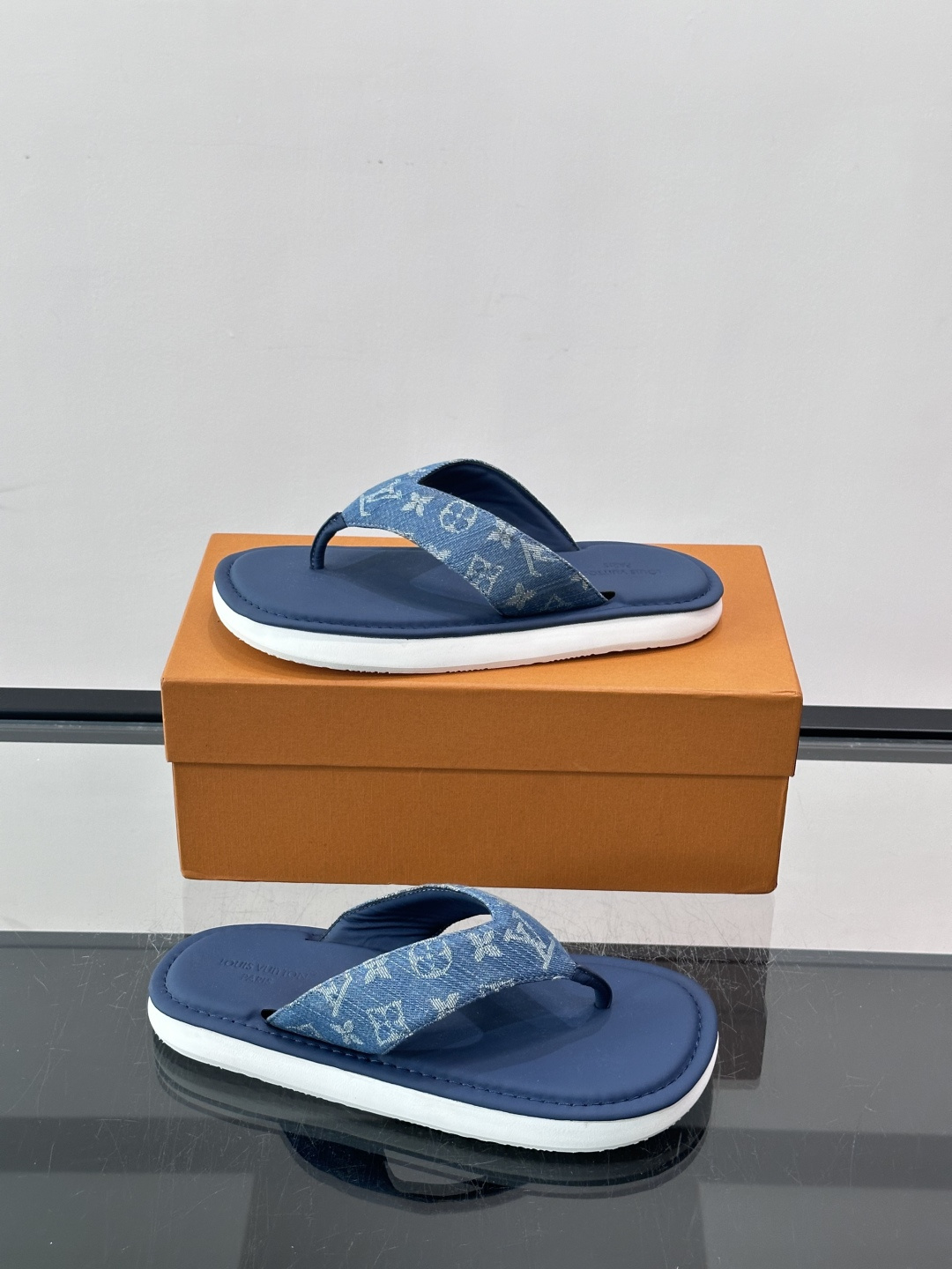 LV Monogram Denim Flip Flops