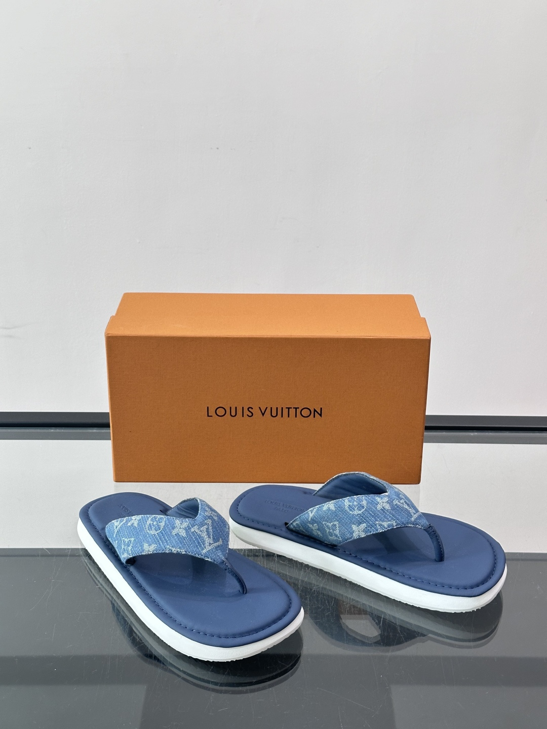 LV Monogram Denim Flip Flops