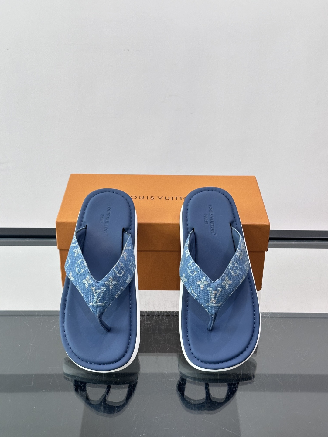 LV Monogram Denim Flip Flops