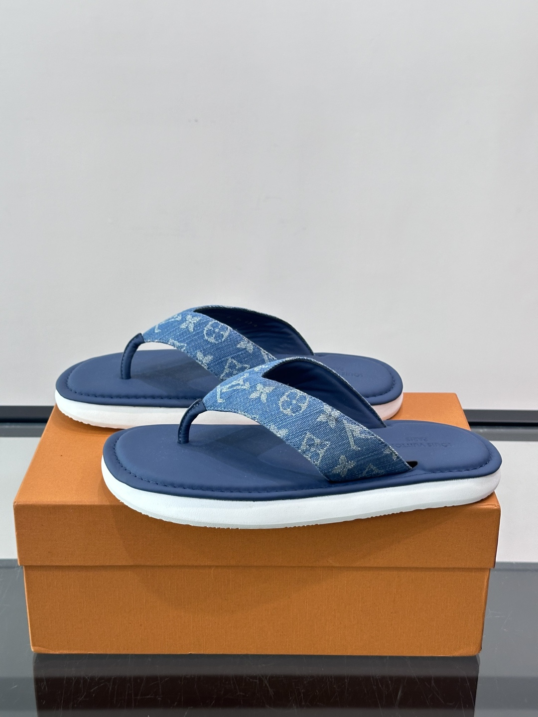 LV Monogram Denim Flip Flops