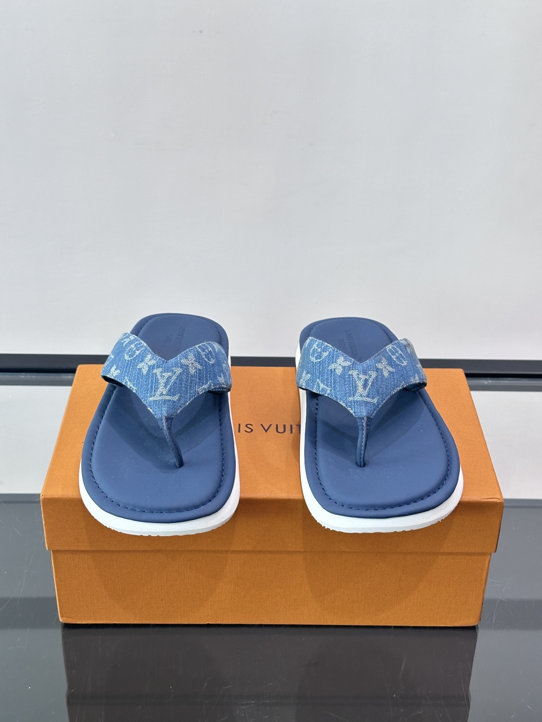 LV Monogram Denim Flip Flops